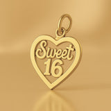 9ct Yellow Gold - Sweet 16 Openwork Heart Charm