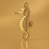 9ct Yellow Gold - Lined Seahorse Charm