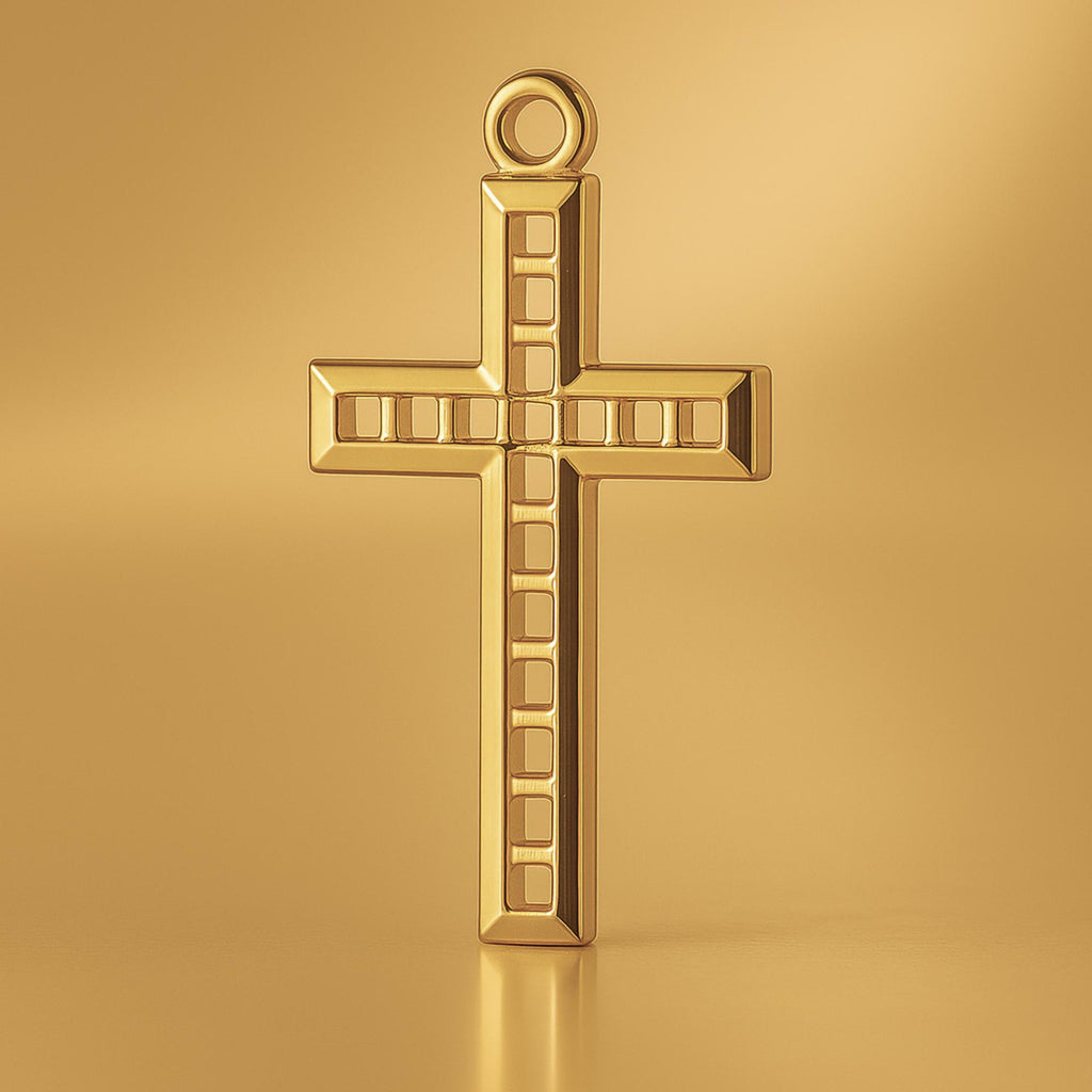 9ct Yellow Gold - Lattice Crucifix Charm