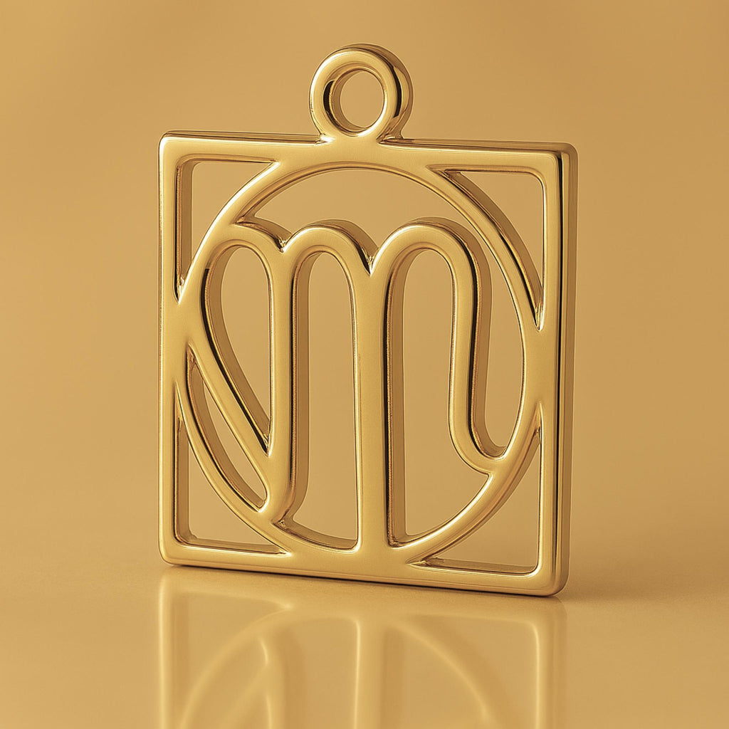 9ct Yellow Gold - Virgo Zodiac Square Charm