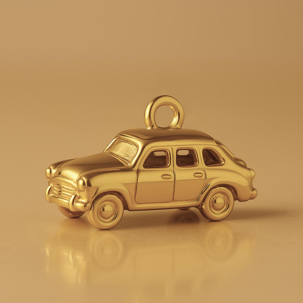 9ct Yellow Gold - Retro Family Sedan Car Charm