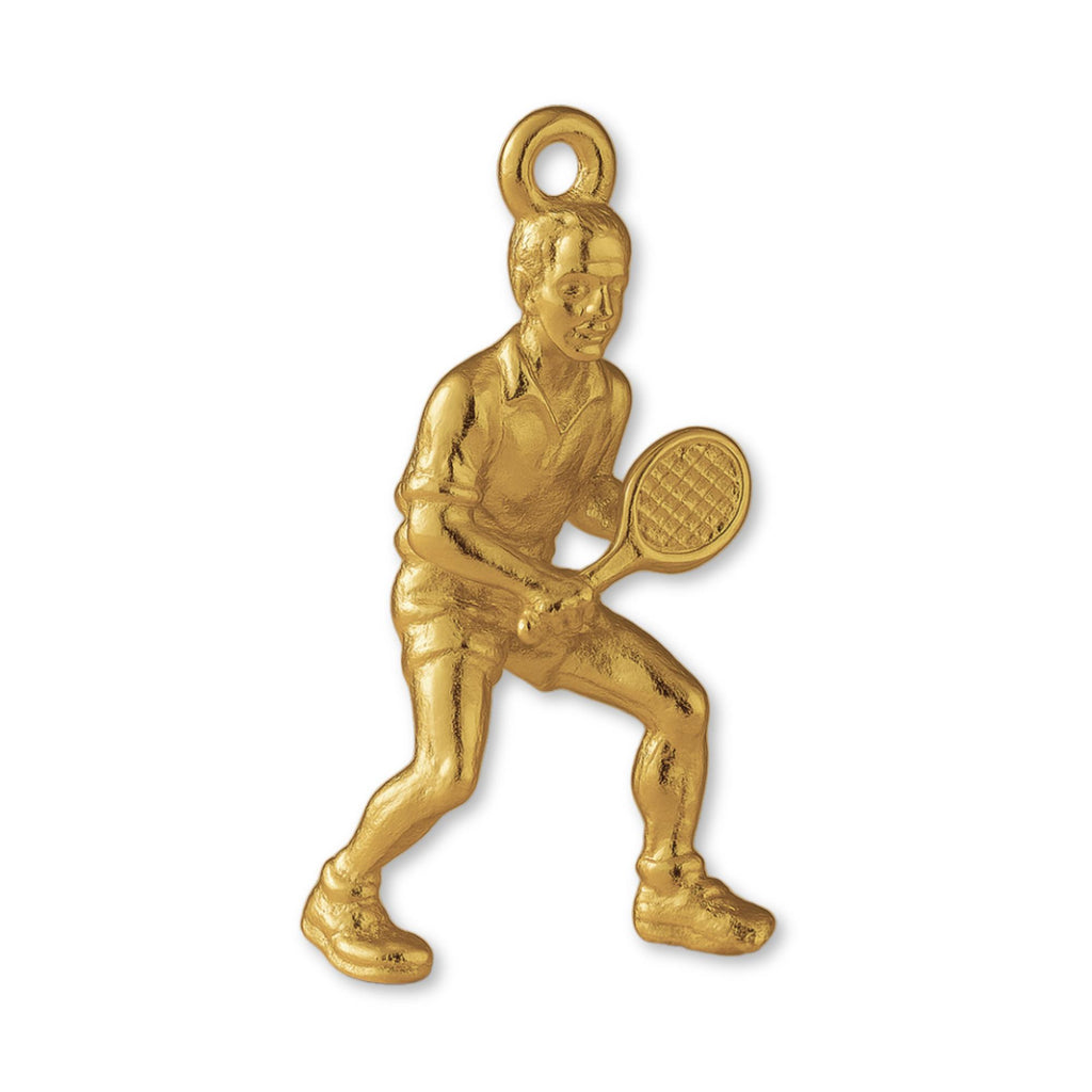 18ct Yellow Gold - Tennis Player Charm