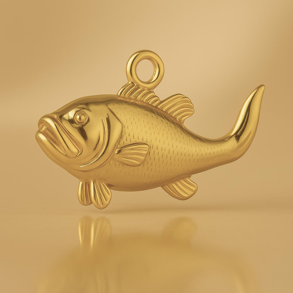 9ct Yellow Gold - Largemouth Bass Fish Charm