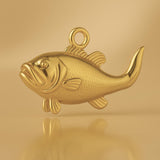 9ct Yellow Gold - Largemouth Bass Fish Charm