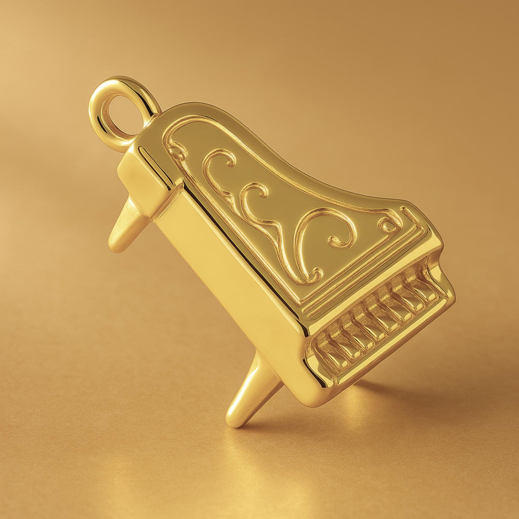 18ct Yellow Gold - Ornate Grand Piano Charm