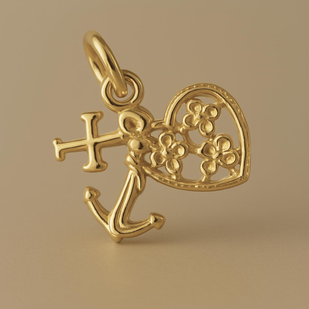 18ct Yellow Gold - Rustic Faith, Hope & Love Charm