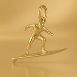 18ct Yellow Gold - Longboard Surfer Charm