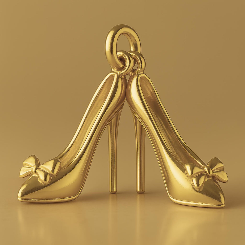 9ct Yellow Gold - Bow Toe Stiletto Pair Charm