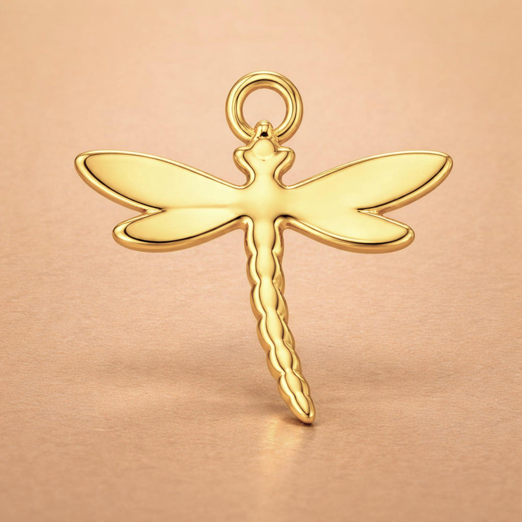 9ct Yellow Gold - Dragonfly Silhouette Charm