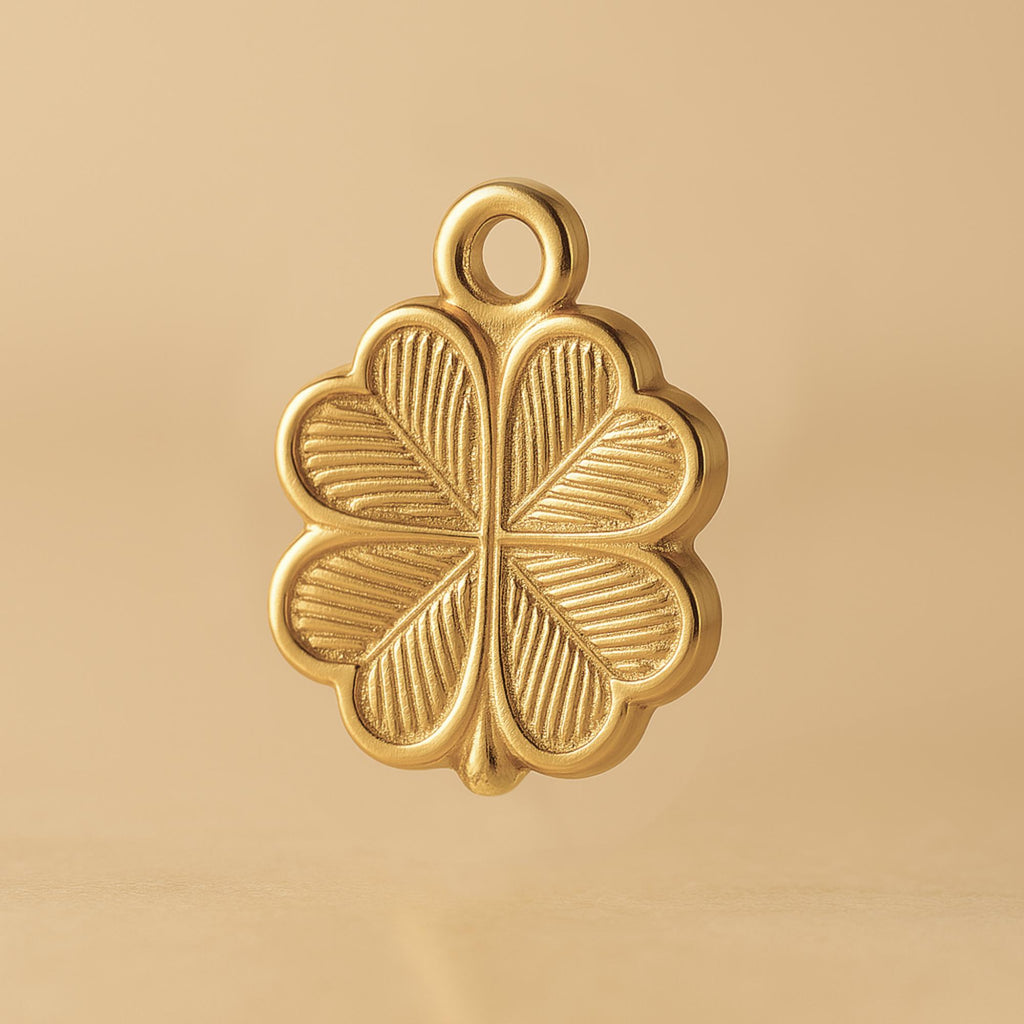 9ct Yellow Gold - Four-Leaf Clover Amulet Charm