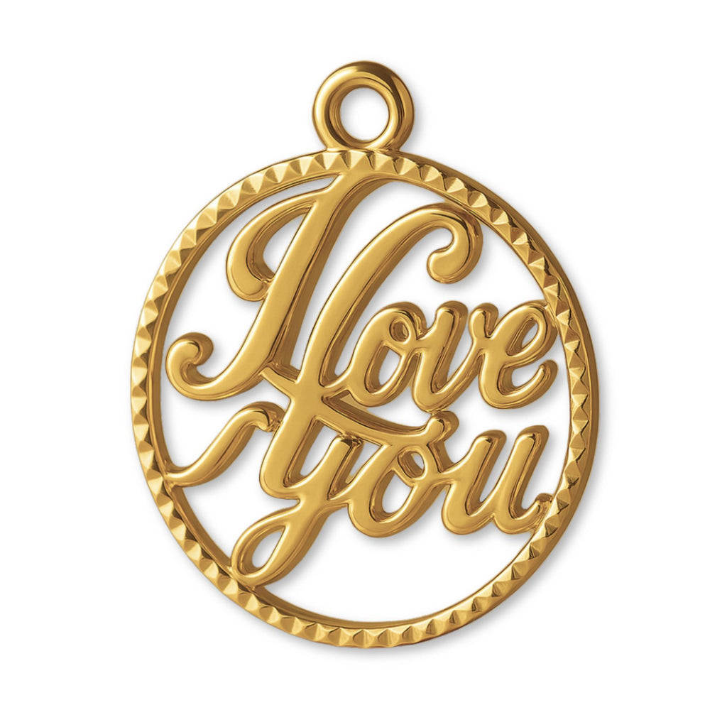 9ct Yellow Gold - I Love You Openwork Charm