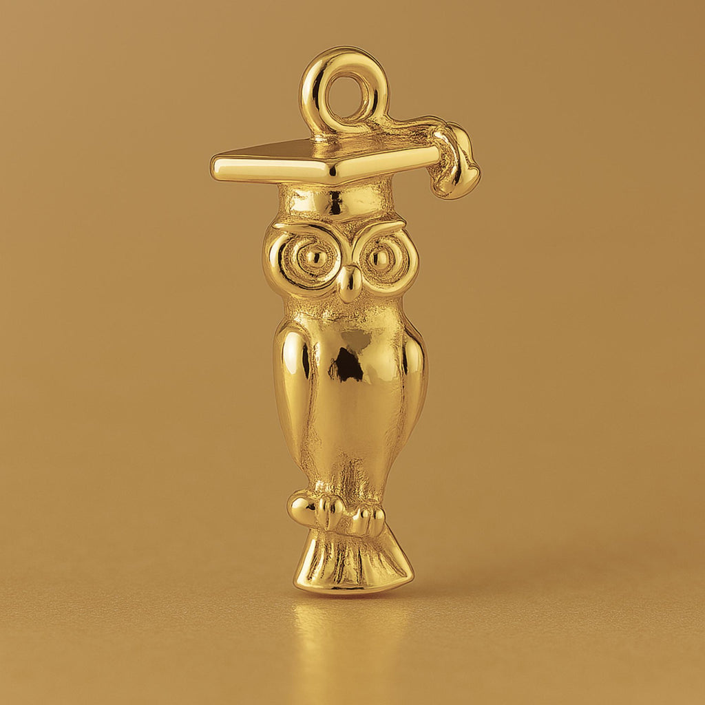 9ct Yellow Gold - Graduation Owl Charm