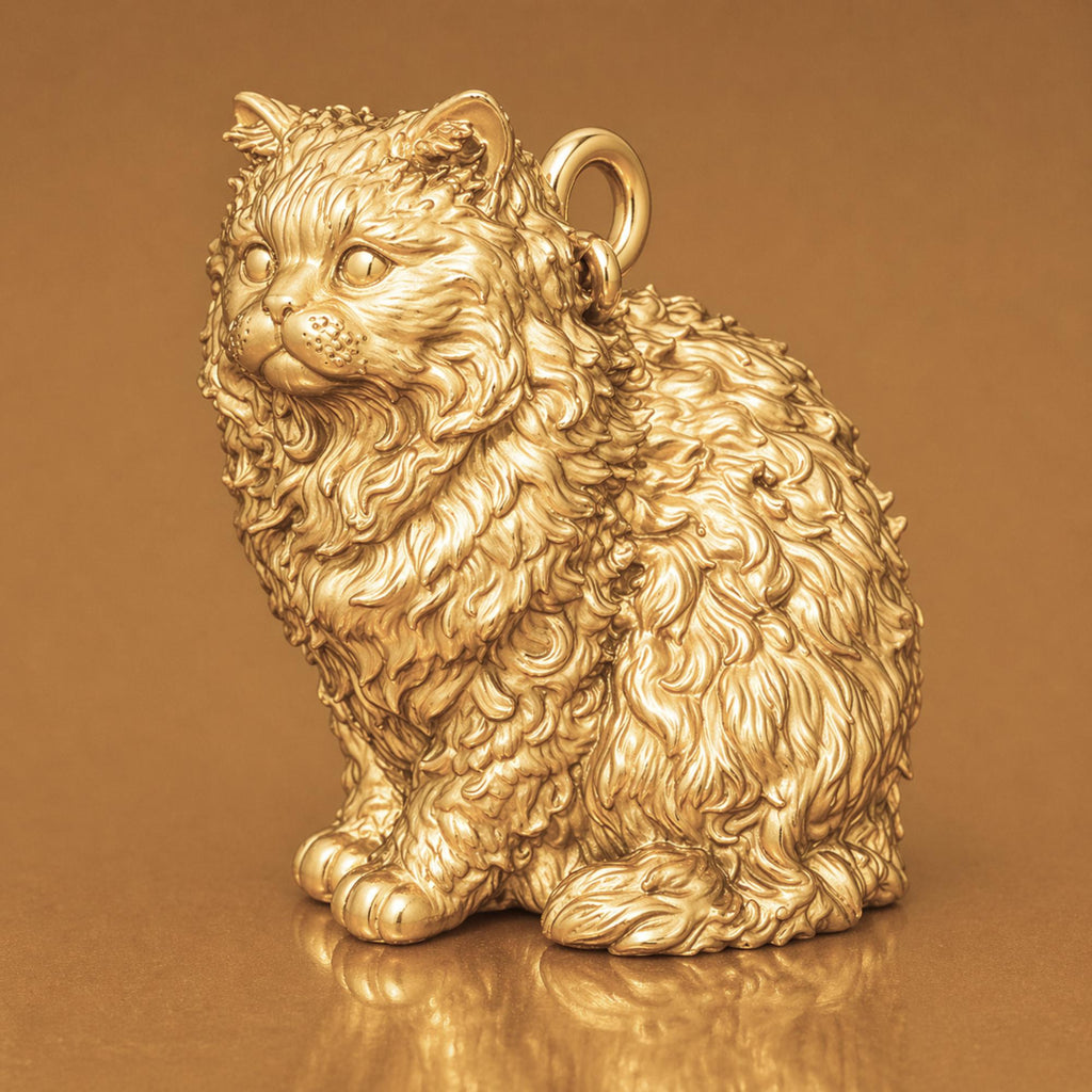 18ct Yellow Gold - Selkirk Rex Cat Charm