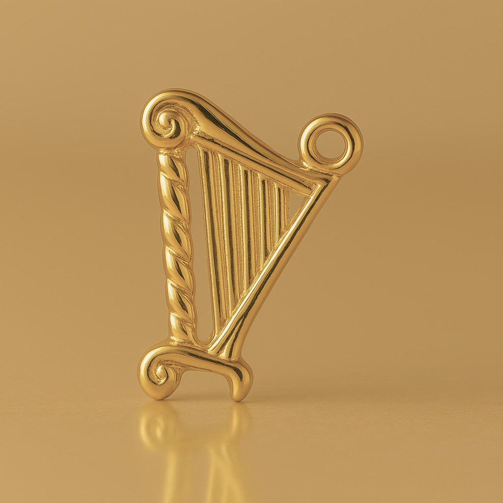 18ct Yellow Gold - Twisted Rope Harp Charm