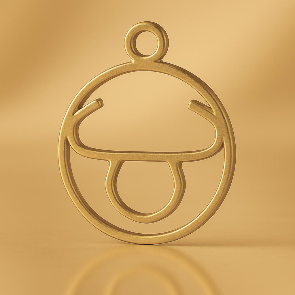 9ct Yellow Gold - Taurus Zodiac Round Charm