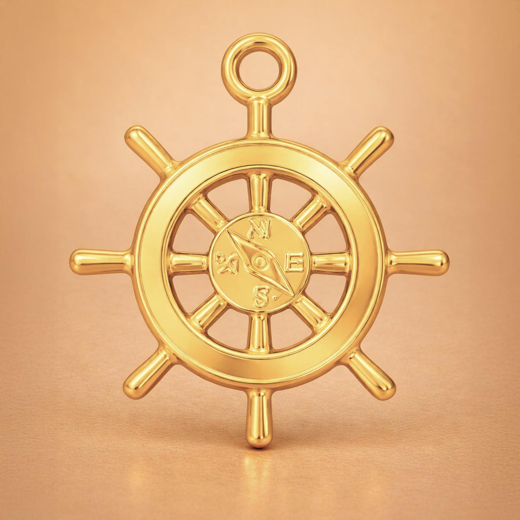 18ct Yellow Gold - Nautical Wheel Compass Charm