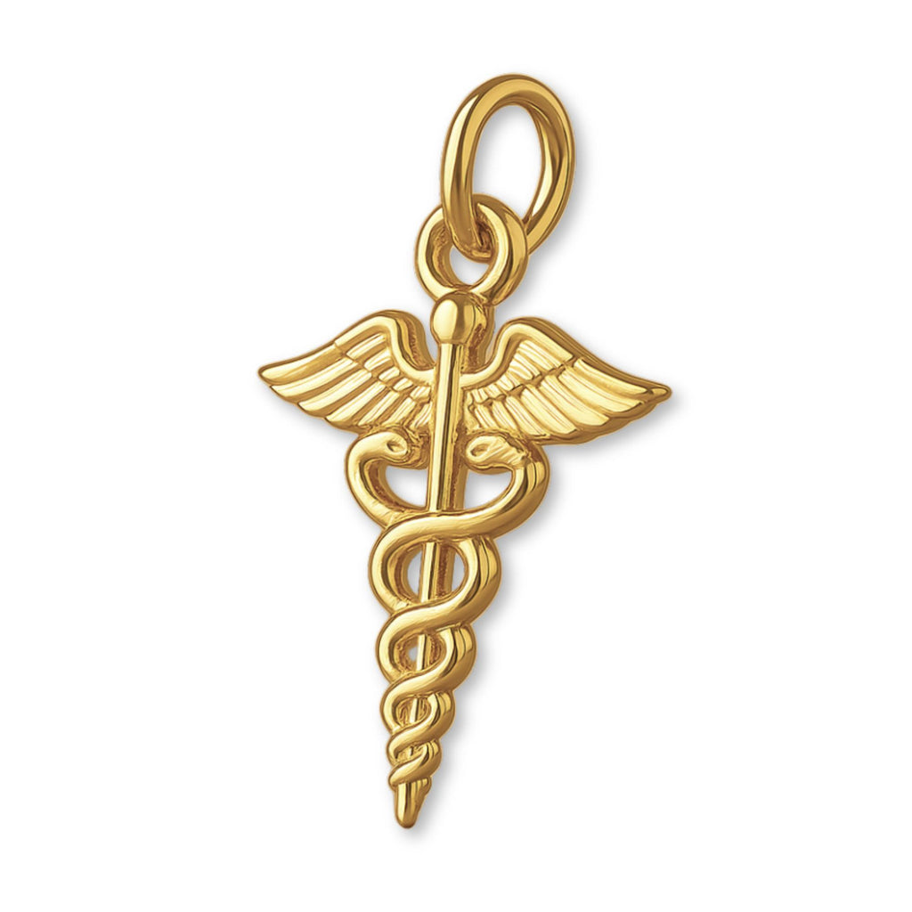 9ct Yellow Gold - Medical Caduceus Charm