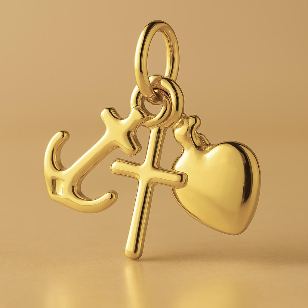 9ct Yellow Gold - Classic Faith, Hope & Love Charm