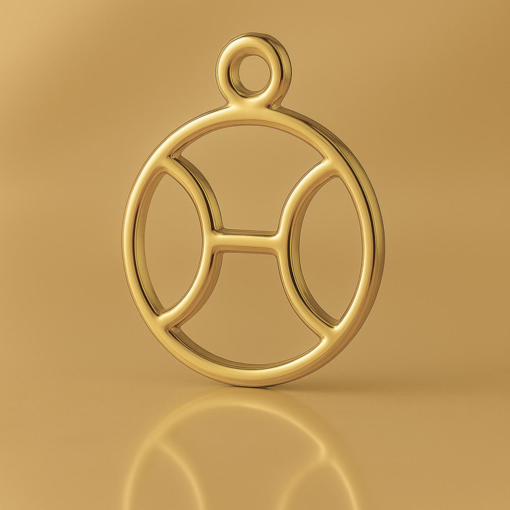 18ct Yellow Gold - Pisces Zodiac Round Charm