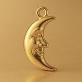 18ct Yellow Gold - Happy Crescent Moon Charm