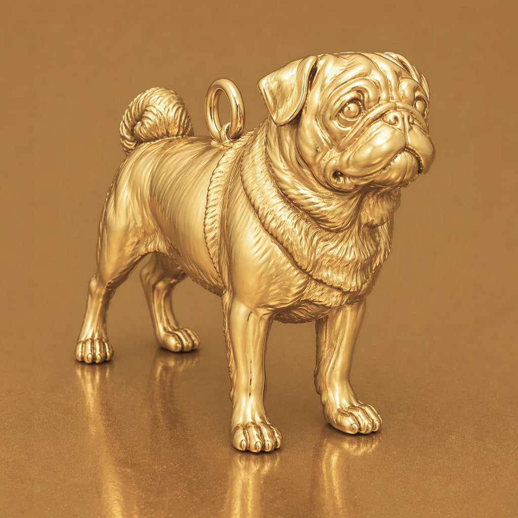18ct Yellow Gold - Pug Dog Charm