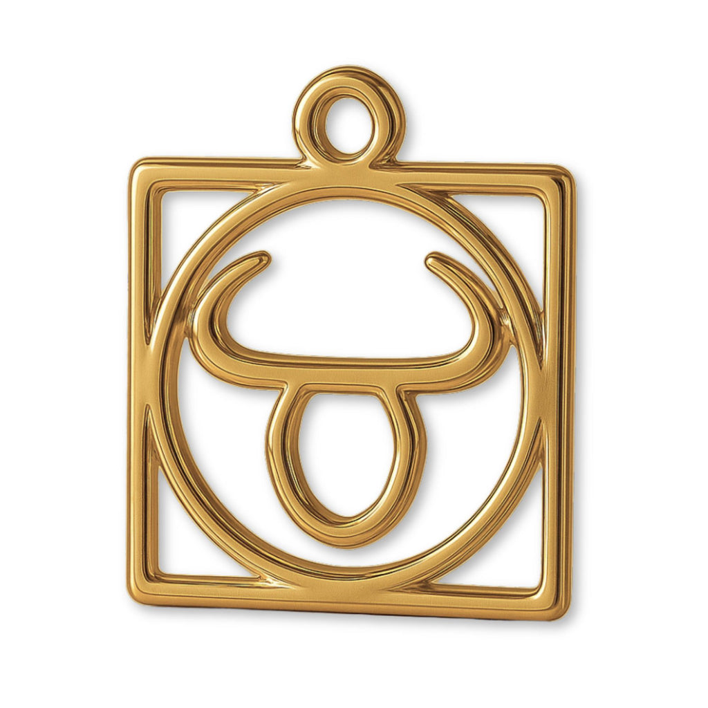 9ct Yellow Gold - Taurus Zodiac Square Charm