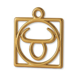 9ct Yellow Gold - Taurus Zodiac Square Charm