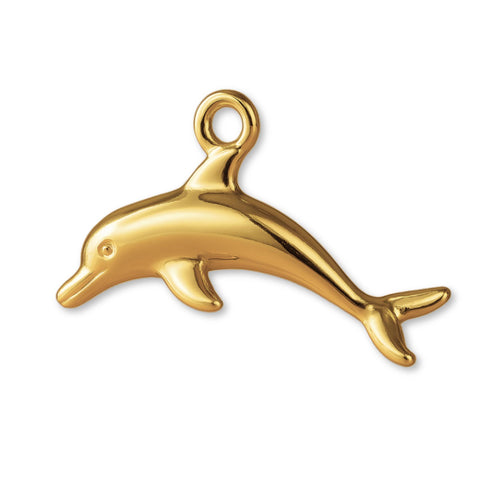 9ct Yellow Gold - Gliding Dolphin Charm