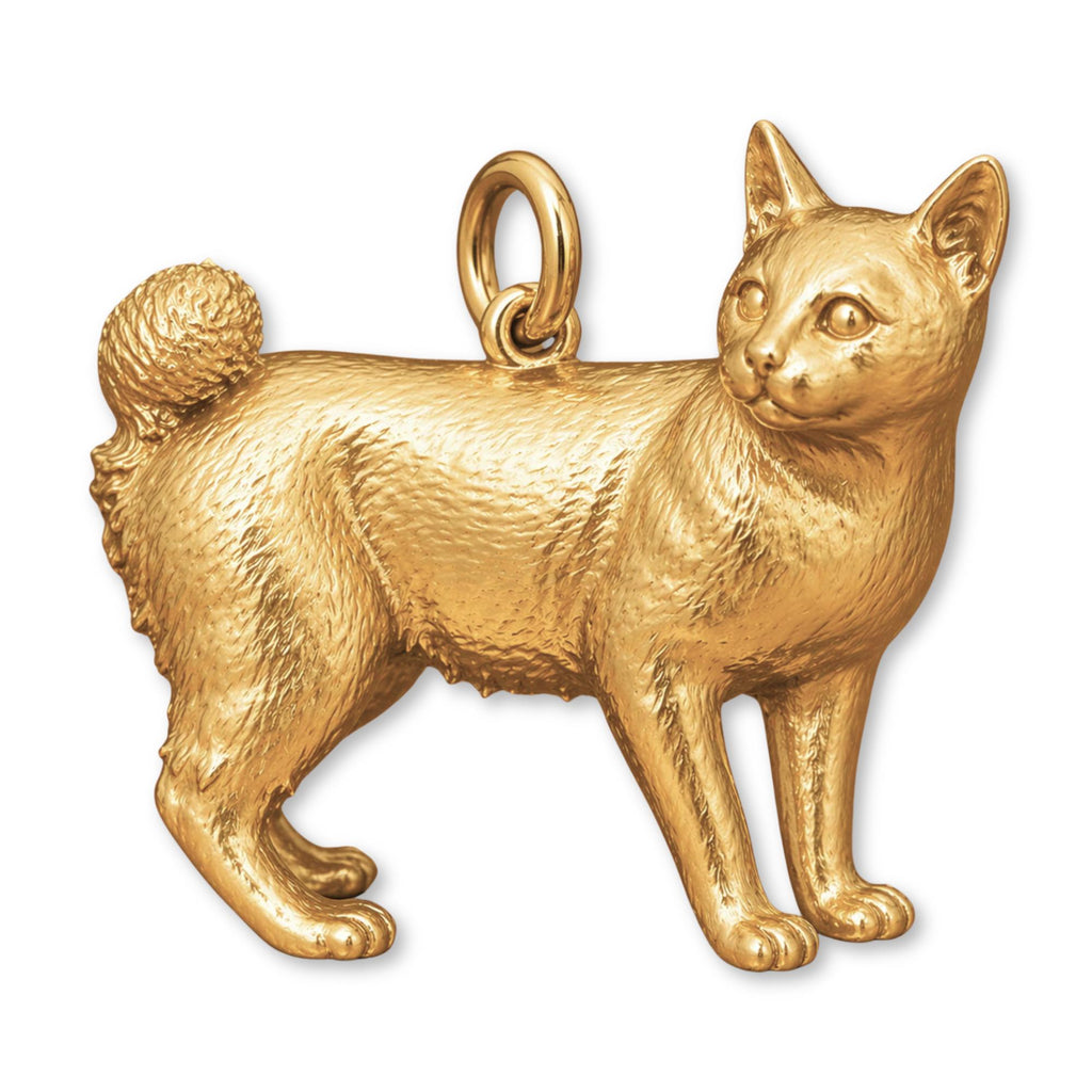18ct Yellow Gold - Japanese Bobtail Cat Charm