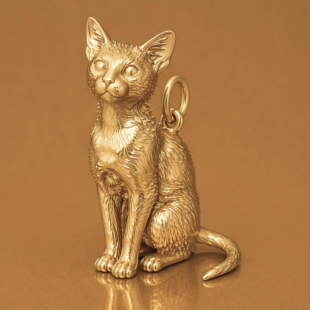 9ct Yellow Gold - Lykoi Cat Charm