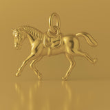 9ct Yellow Gold - Saddled Riding Horse Charm
