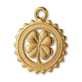 9ct Yellow Gold - Four Leaf Clover Medallion Charm