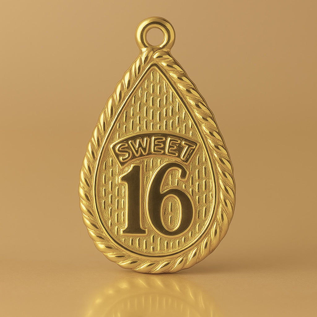 9ct Yellow Gold - Sweet 16 Droplet Charm