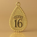 9ct Yellow Gold - Sweet 16 Droplet Charm