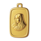 18ct Yellow Gold - Rectangle Virgin Mary Amulet Charm