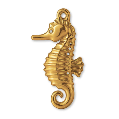 9ct Yellow Gold - Lined Seahorse Charm