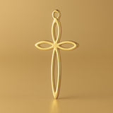 9ct Yellow Gold - Marquise Petal Crucifix Charm