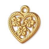 9ct Yellow Gold - Floral Filigree Heart Charm