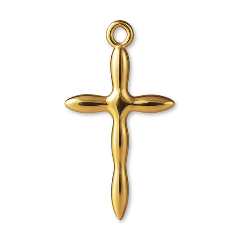 18ct Yellow Gold - Fluid Crucifix Charm
