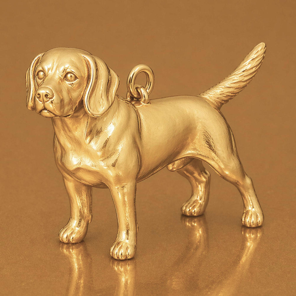 18ct Yellow Gold - Beagle Dog Charm
