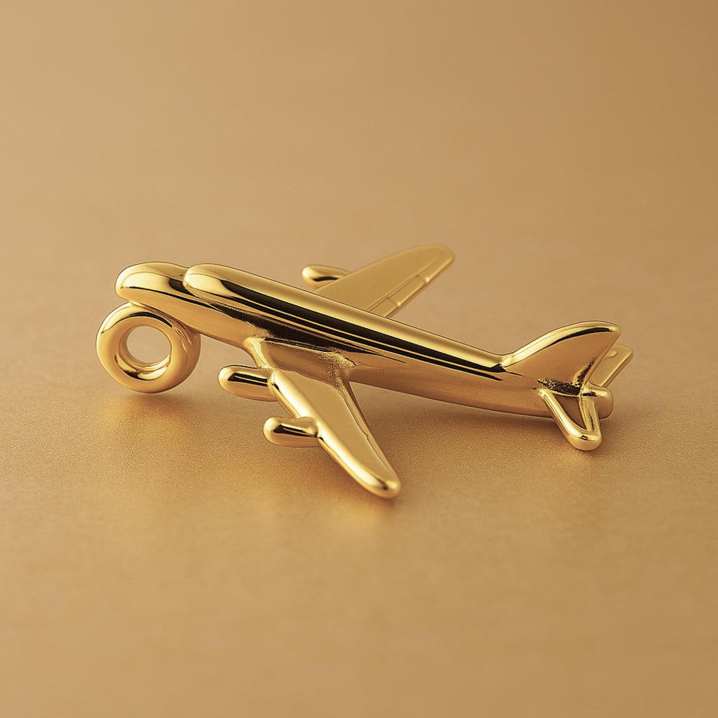 9ct Yellow Gold - Airliner Plane Charm