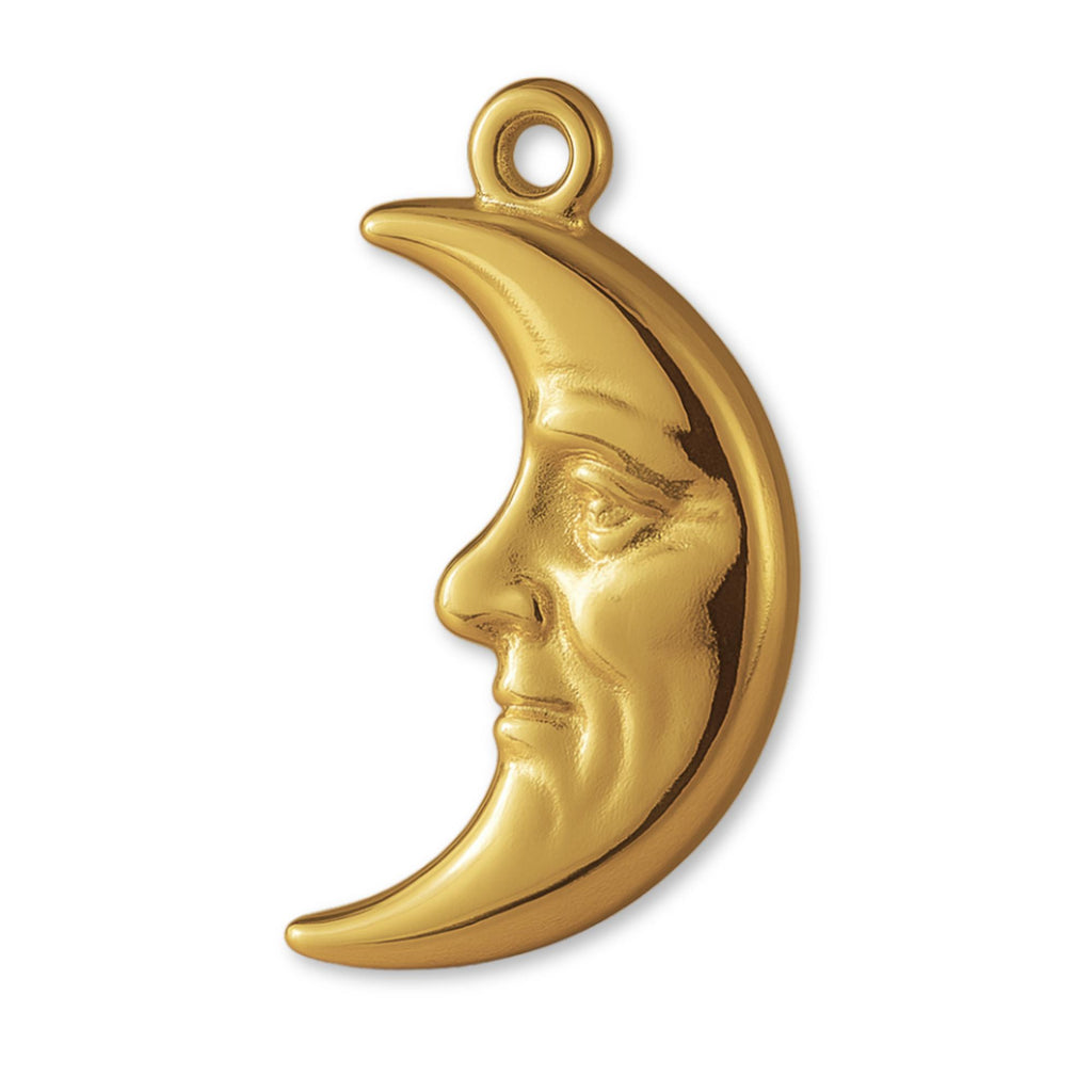18ct Yellow Gold - Sad Crescent Moon Charm