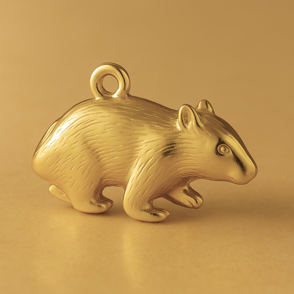 18ct Yellow Gold - Hairy Wombat Charm