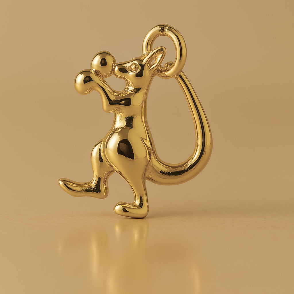 9ct Yellow Gold - Boxing Kangaroo Charm