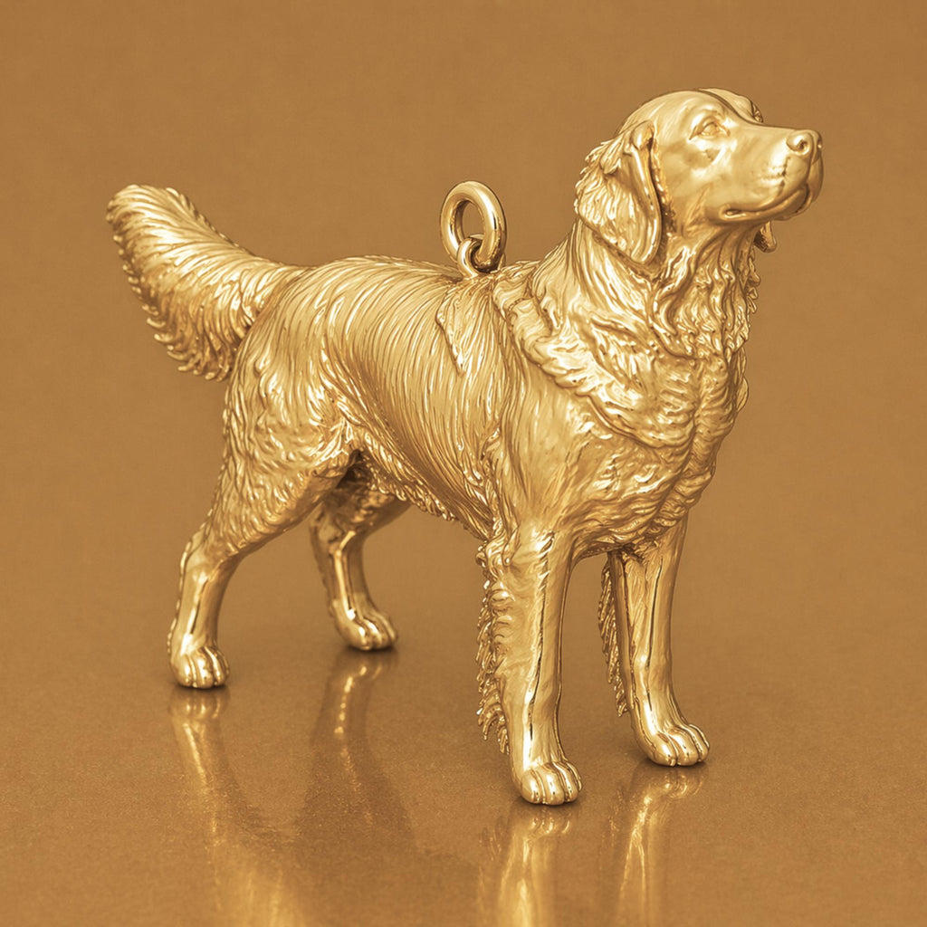 9ct Yellow Gold - Golden Retriever Dog Charm