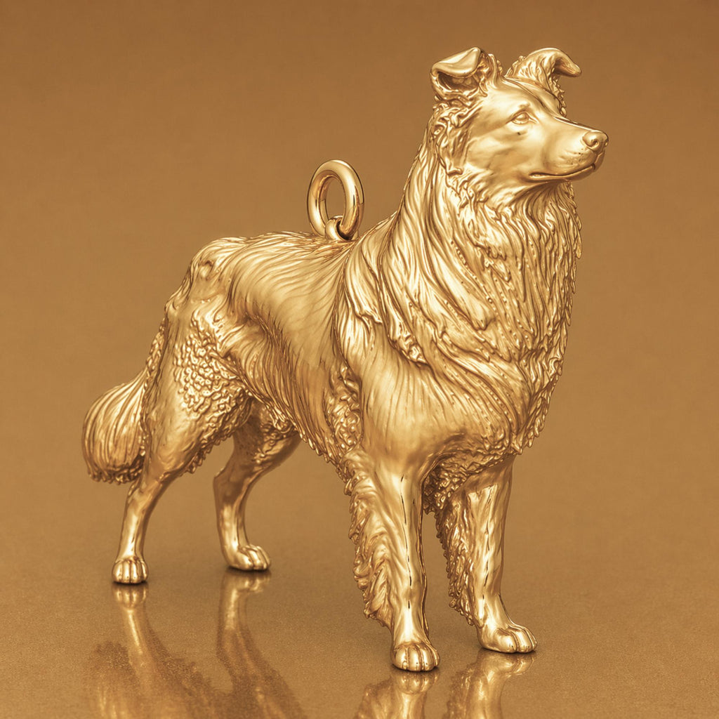 18ct Yellow Gold - Border Collie Dog Charm