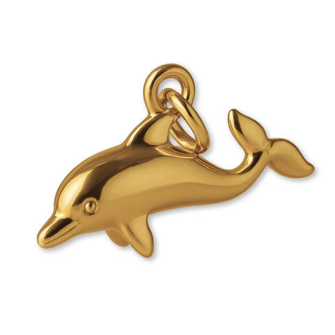 18ct Yellow Gold - Playful Dolphin  Charm