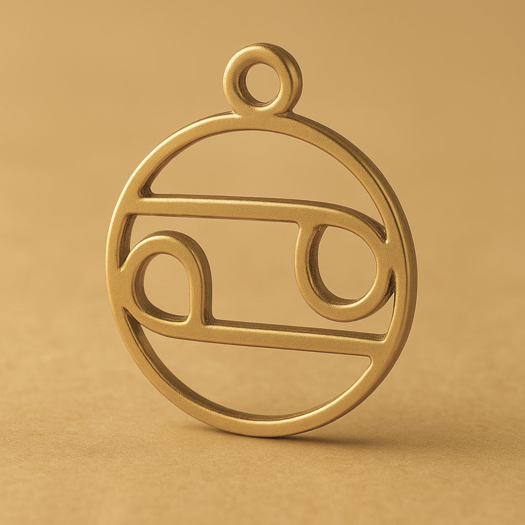 9ct Yellow Gold - Cancer Zodiac Round Charm