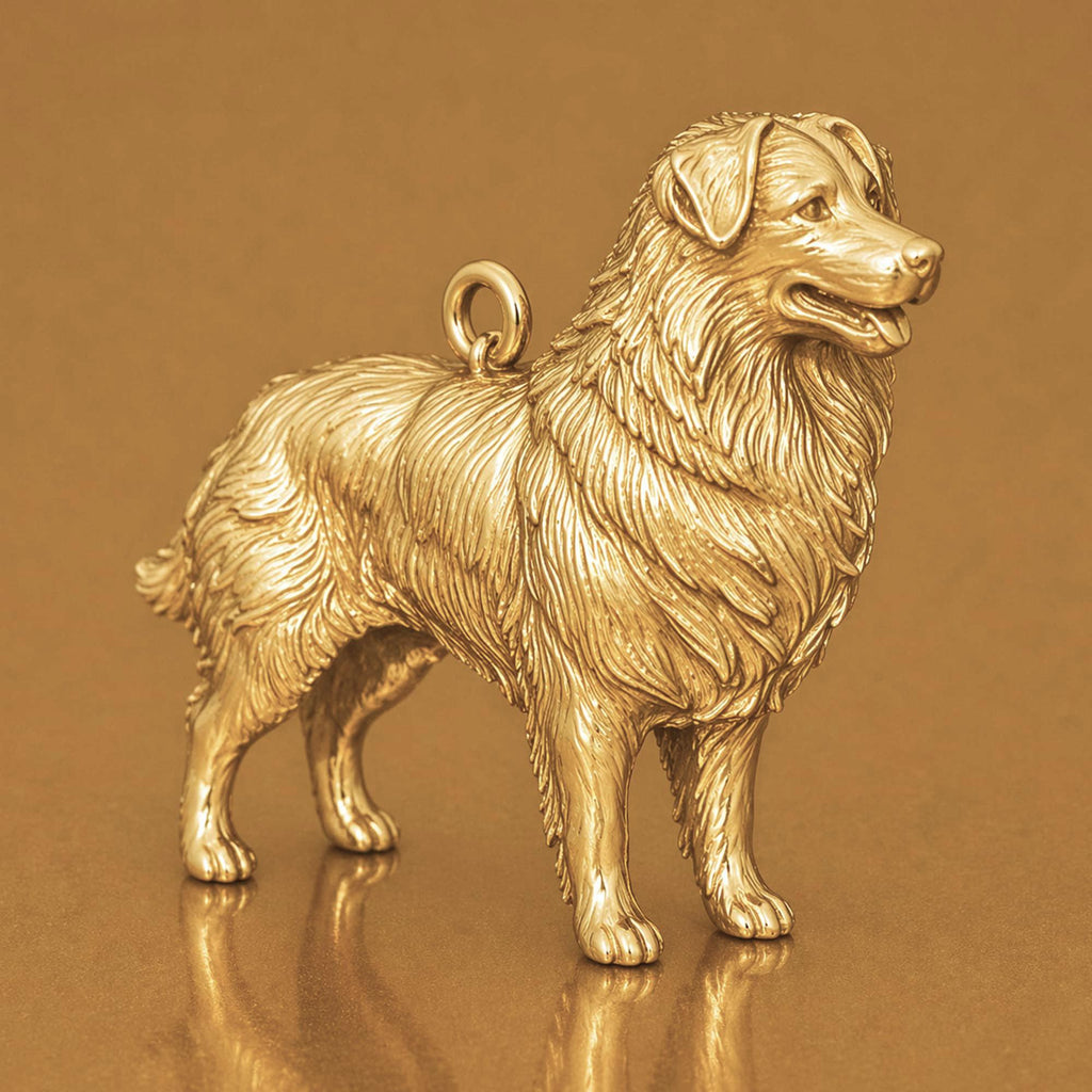 14ct Gold Plated - Australian Shepherd Dog Charm
