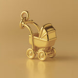 18ct Yellow Gold - Mid–Century Baby Pram Charm